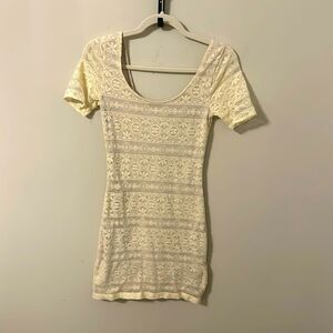 Abercrombie and Fitch White Lace Body Con Midi Dress S